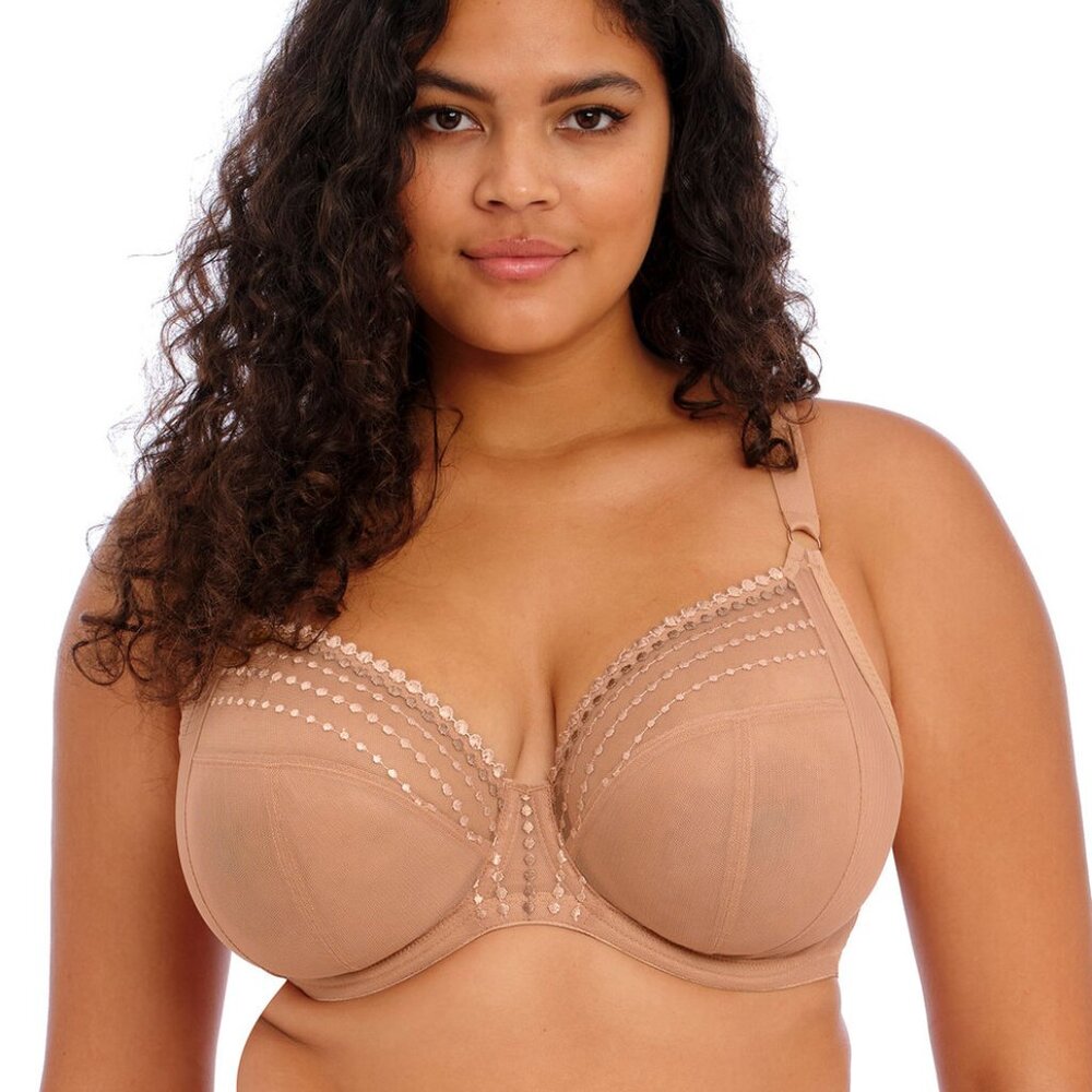 Elomi Matilda Sheer Plunge Bra in Cafe au Lait Nude, 38DDD